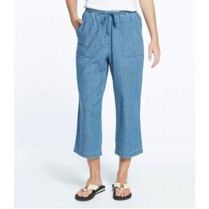 L.L Bean Small Sunwashed Denim Straight-Leg Crop Pants Excellent Condition